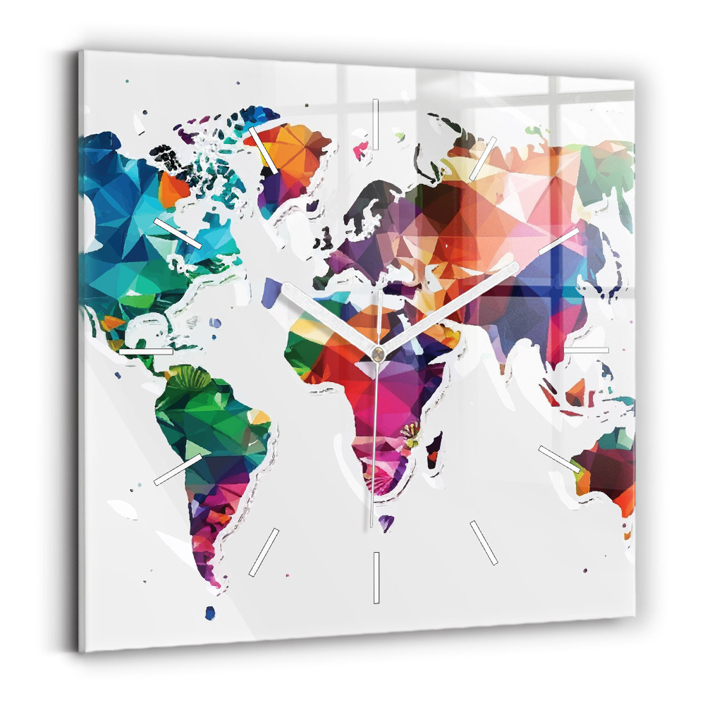 Zegar szklany Mapa świata trójkąty
