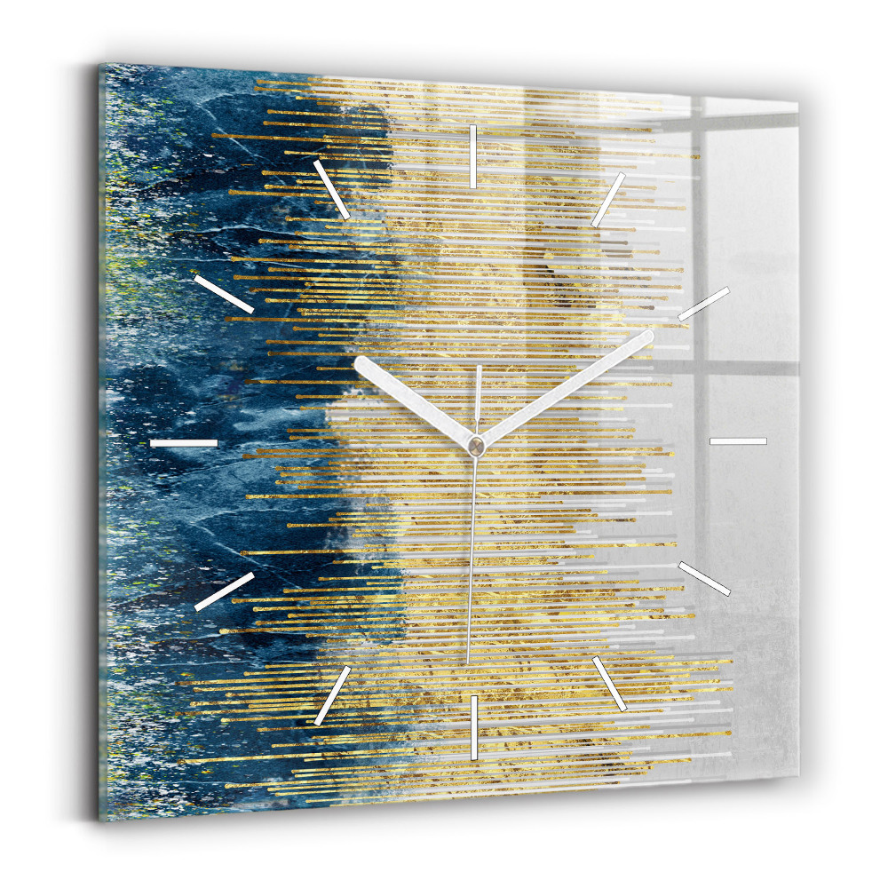 Zegar szklany Dekoracyjny wzór i złoto