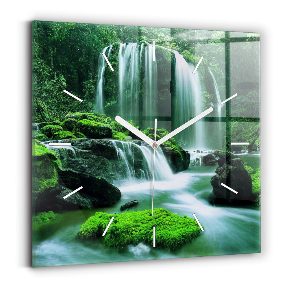 Zegar szklany Wodospad wśród mchu
