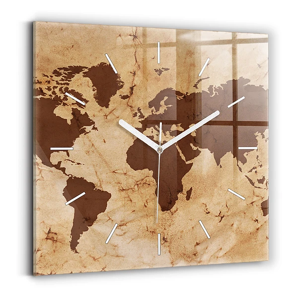 Zegar szklany Vintage mapa świata