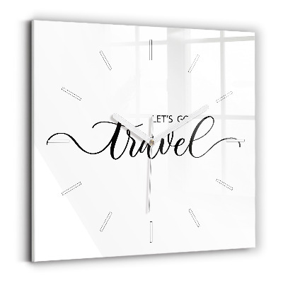 Zegar szklany Napis Travel