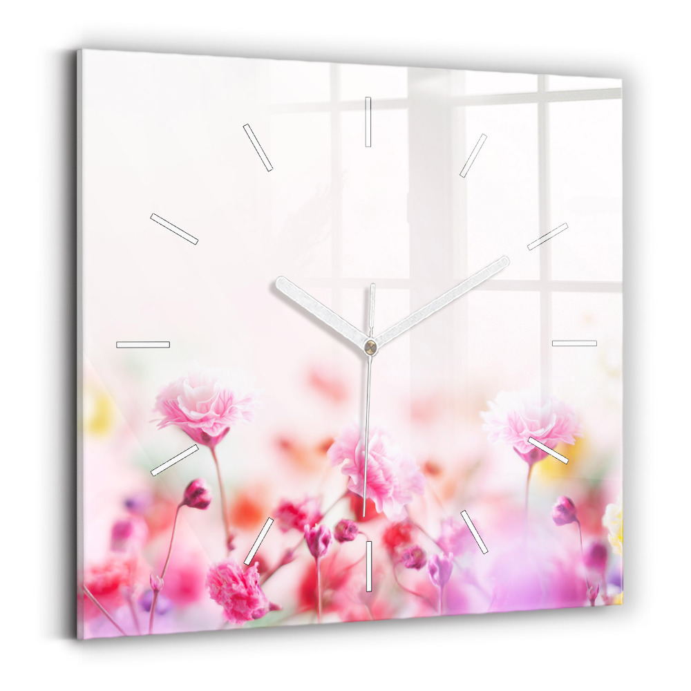 Zegar szklany Kwiaty na łące
