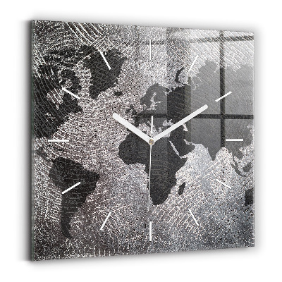Zegar szklany Mapa świata beton