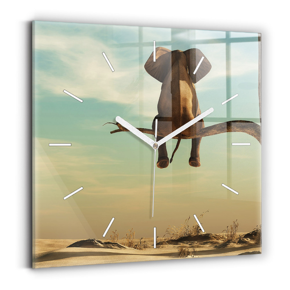 Zegar szklany Słoń na drzewie