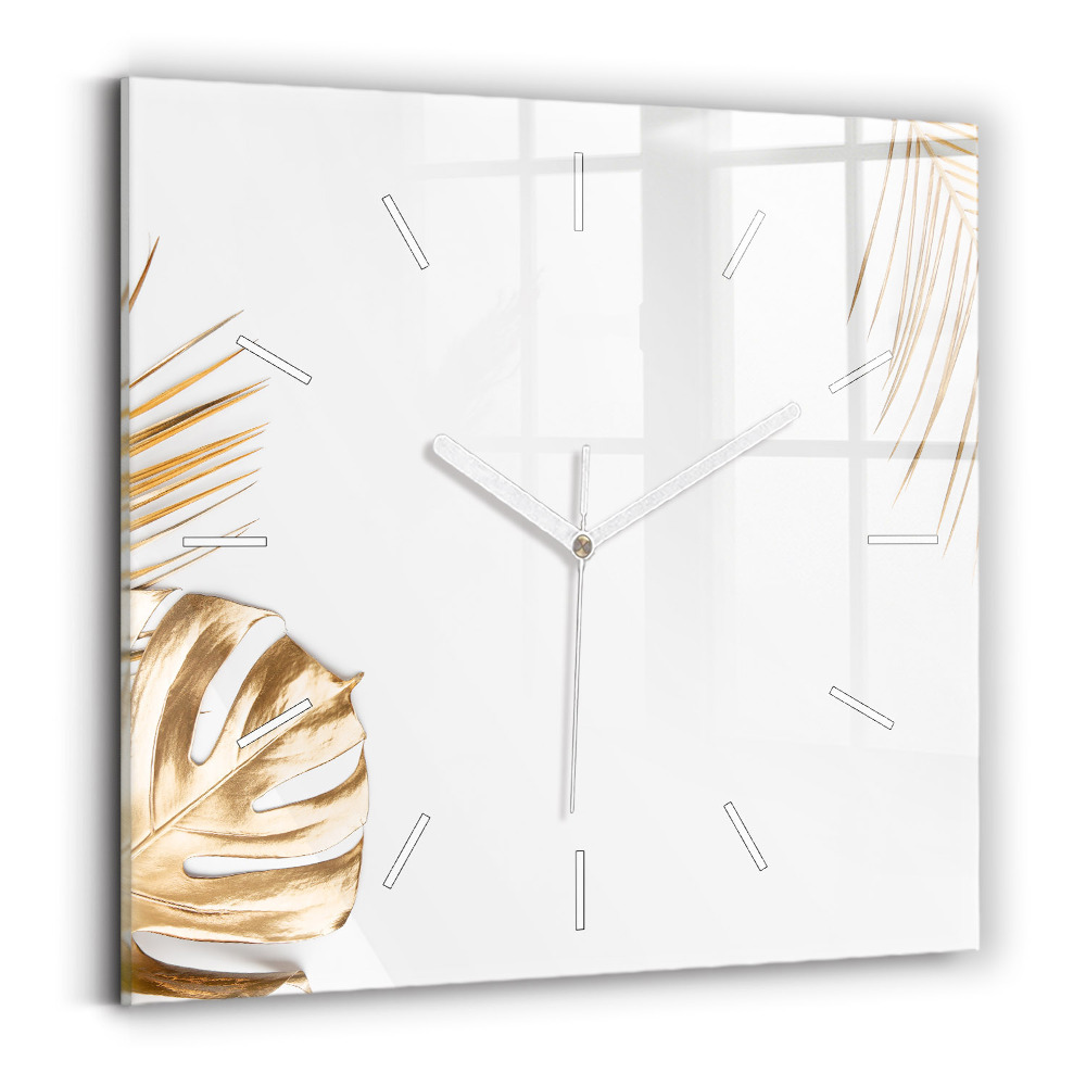 Zegar szklany Tropikalne liście