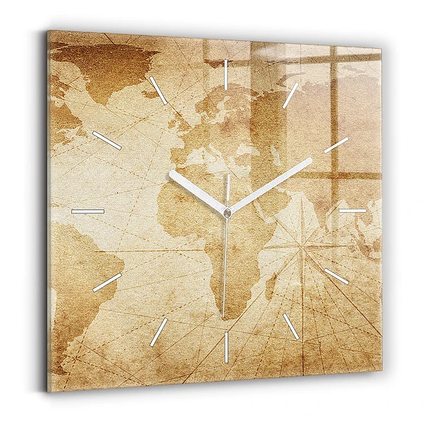 Zegar szklany Mapa świata vintage