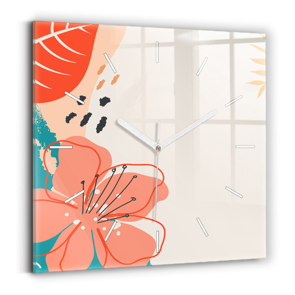 Zegar szklany Hawajskie rośliny