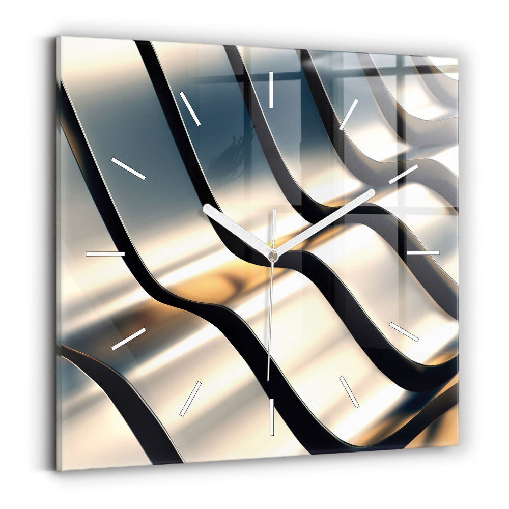 Zegar szklany Srebrny wzór