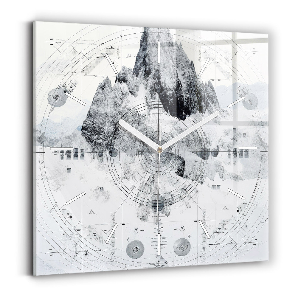 Zegar szklany Rysunkowe góry