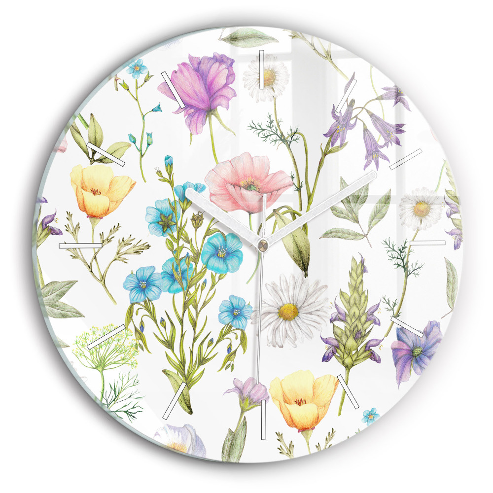 Zegar szklany Kompozycja Kwiatów