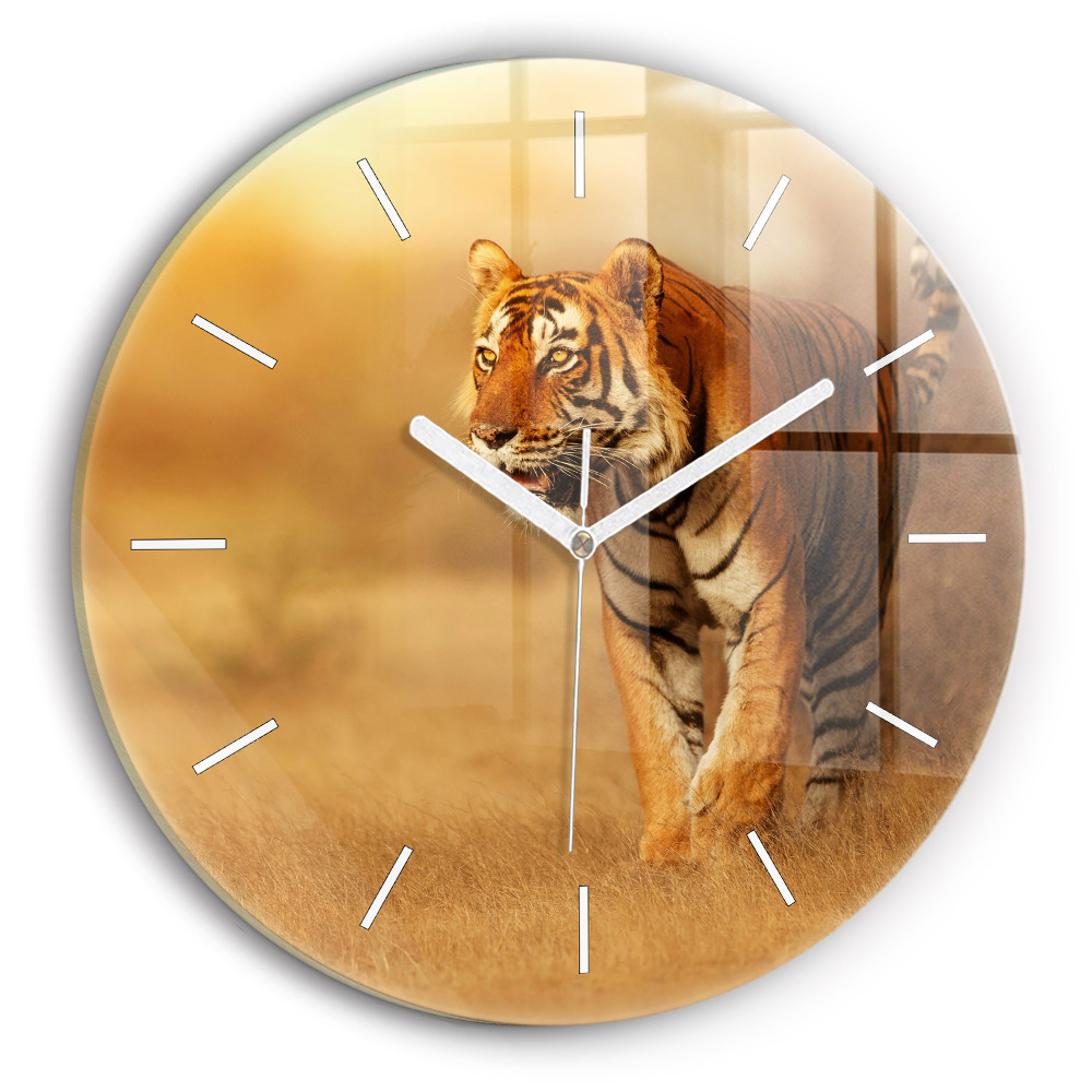 Zegar szklany Polowanie Tygrys