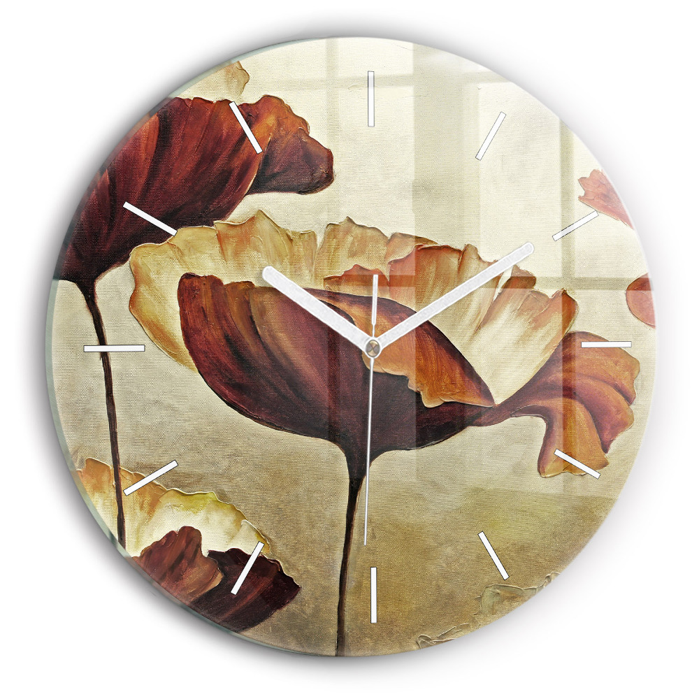 Zegar szklany Malowane maki