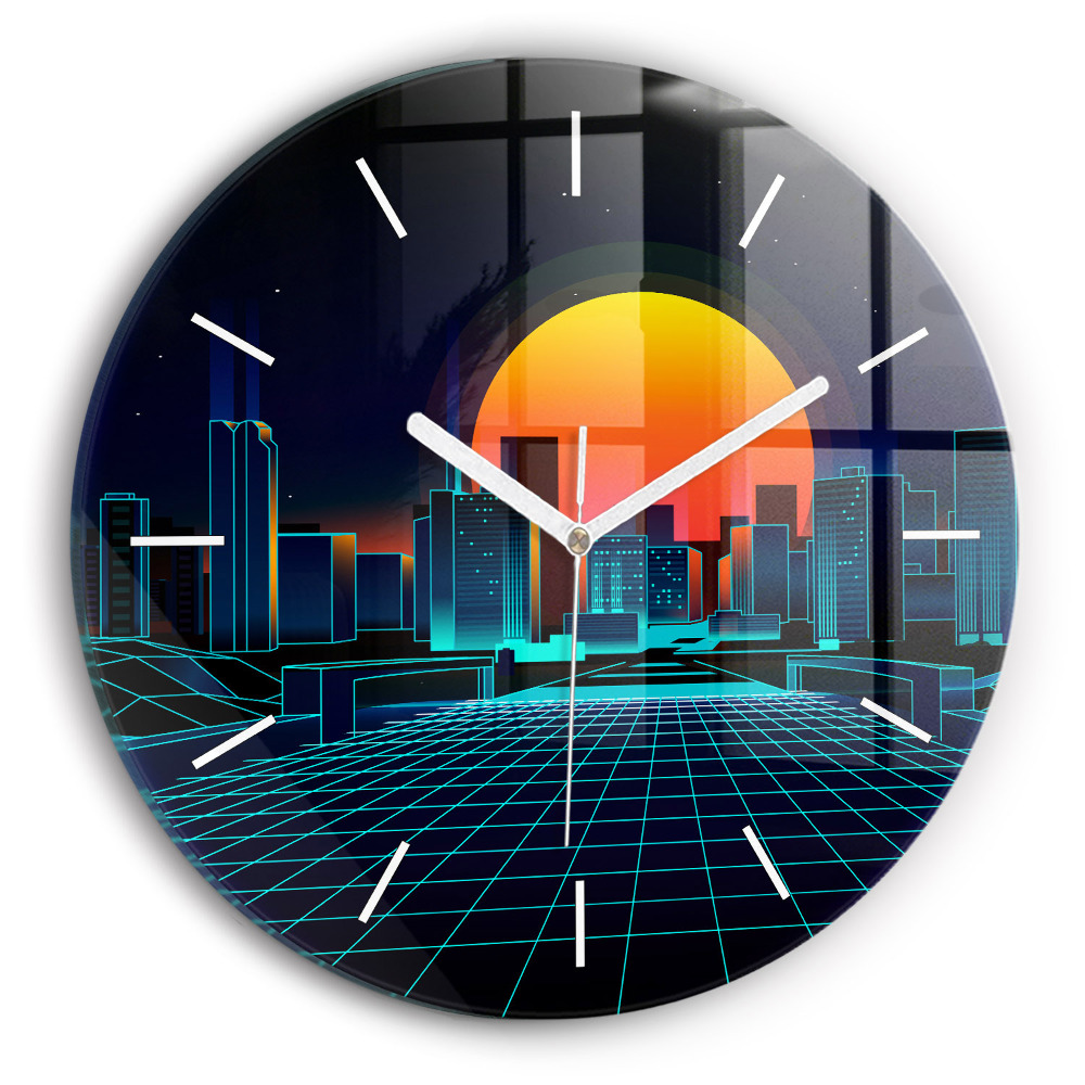 Zegar szklany Cyberprzestrzeń miasto