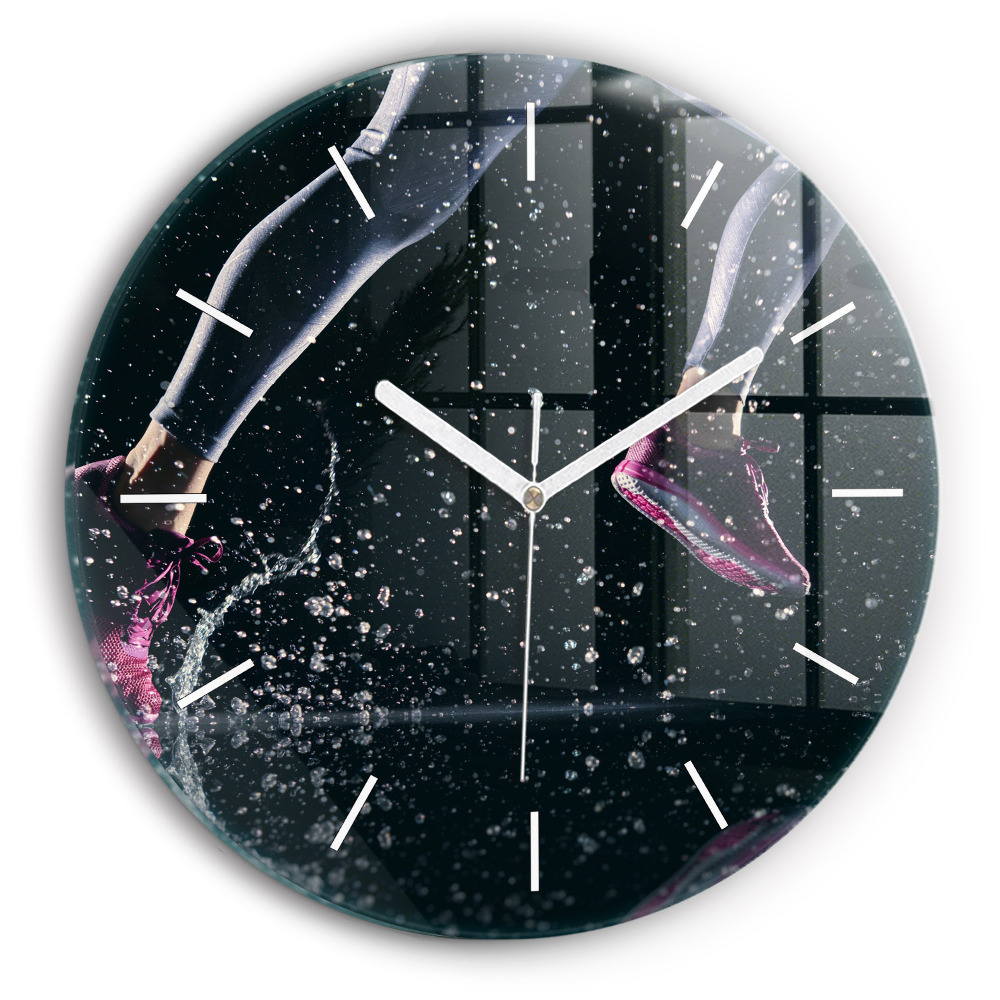 Zegar szklany Zdrowy styl życia - bieg