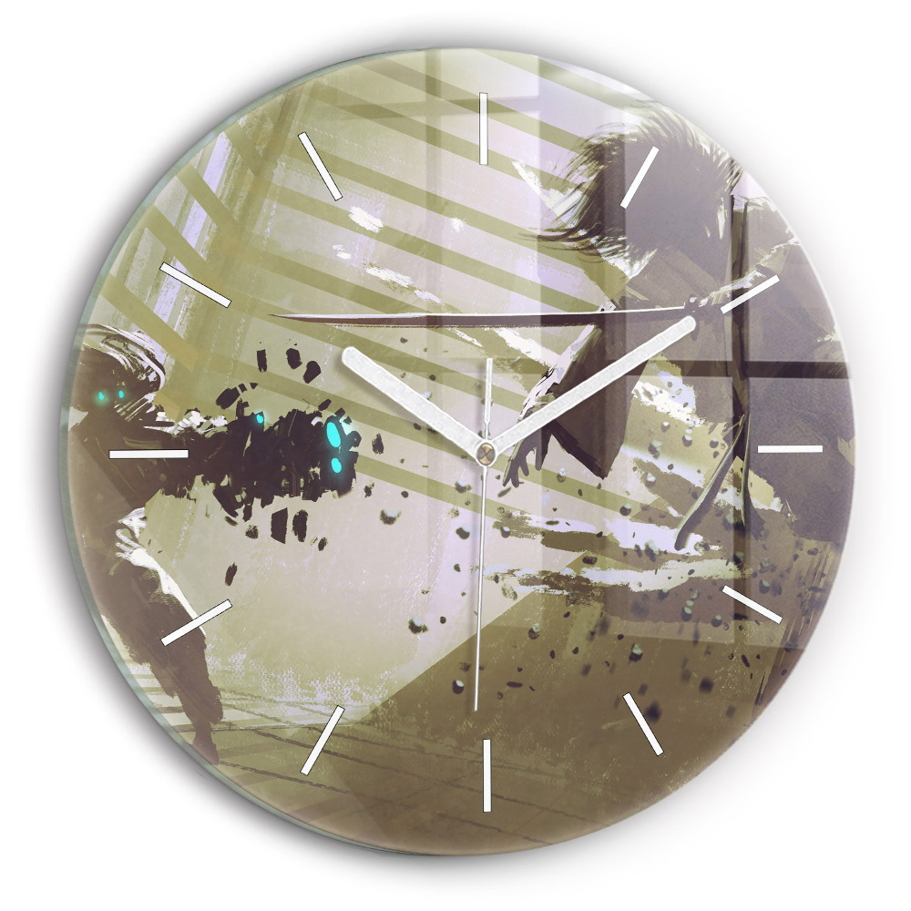 Zegar szklany Walka robota i samuraja