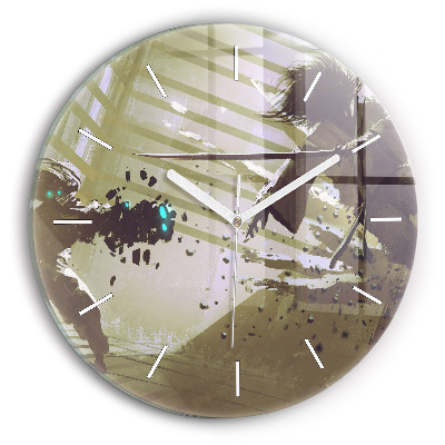 Zegar szklany Walka robota i samuraja