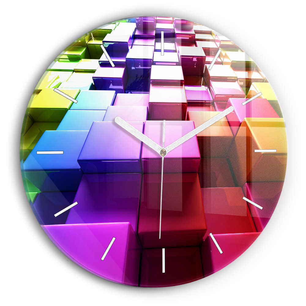 Zegar szklany Kolorowe kostki