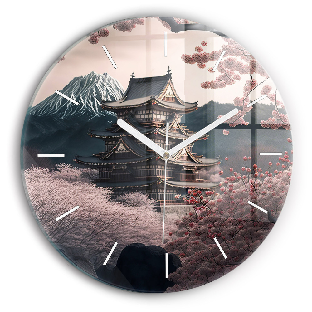 Zegar szklany Wieża i kwiaty w Azji