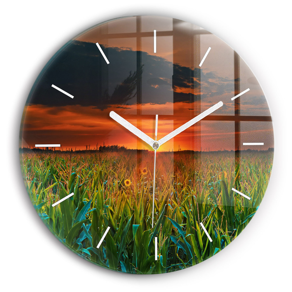 Zegar szklany Słoneczniki na łące