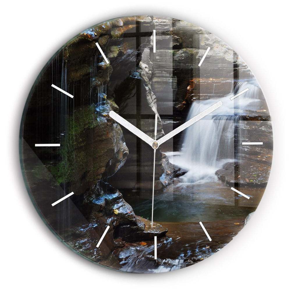 Zegar szklany Wodospad i skały Islandii