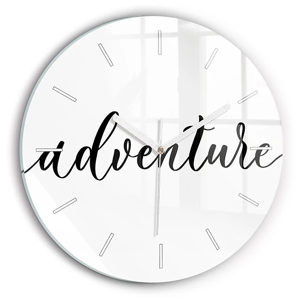 Zegar szklany Napis Adventure