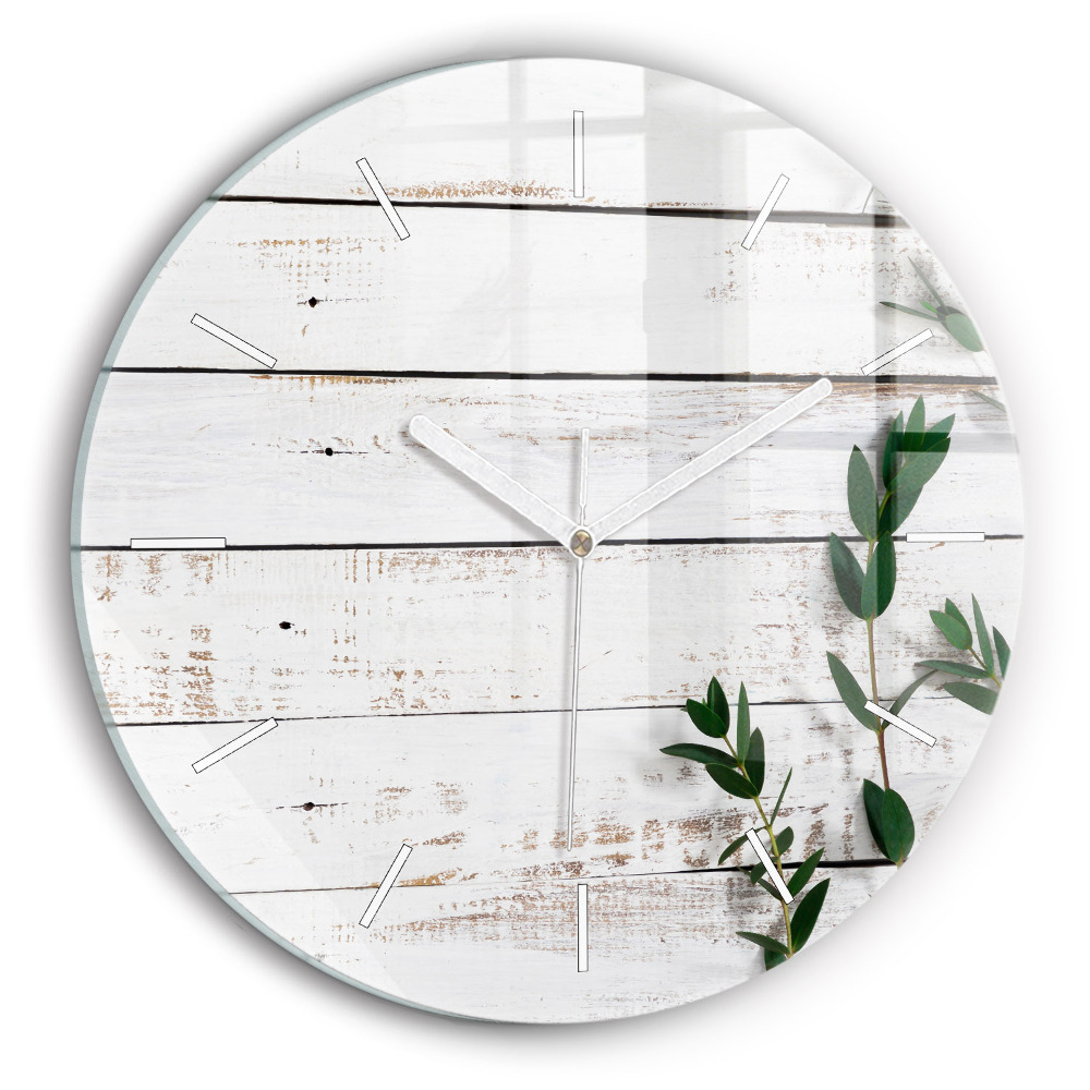 Zegar szklany Drewniane jasne deski