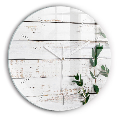 Zegar szklany Drewniane jasne deski