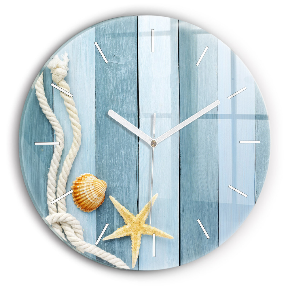 Zegar szklany Deski pasy i muszelka