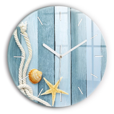 Zegar szklany Deski pasy i muszelka