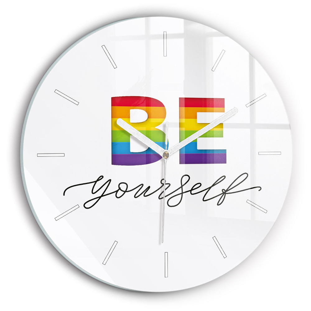 Zegar szklany Napis Be yourself