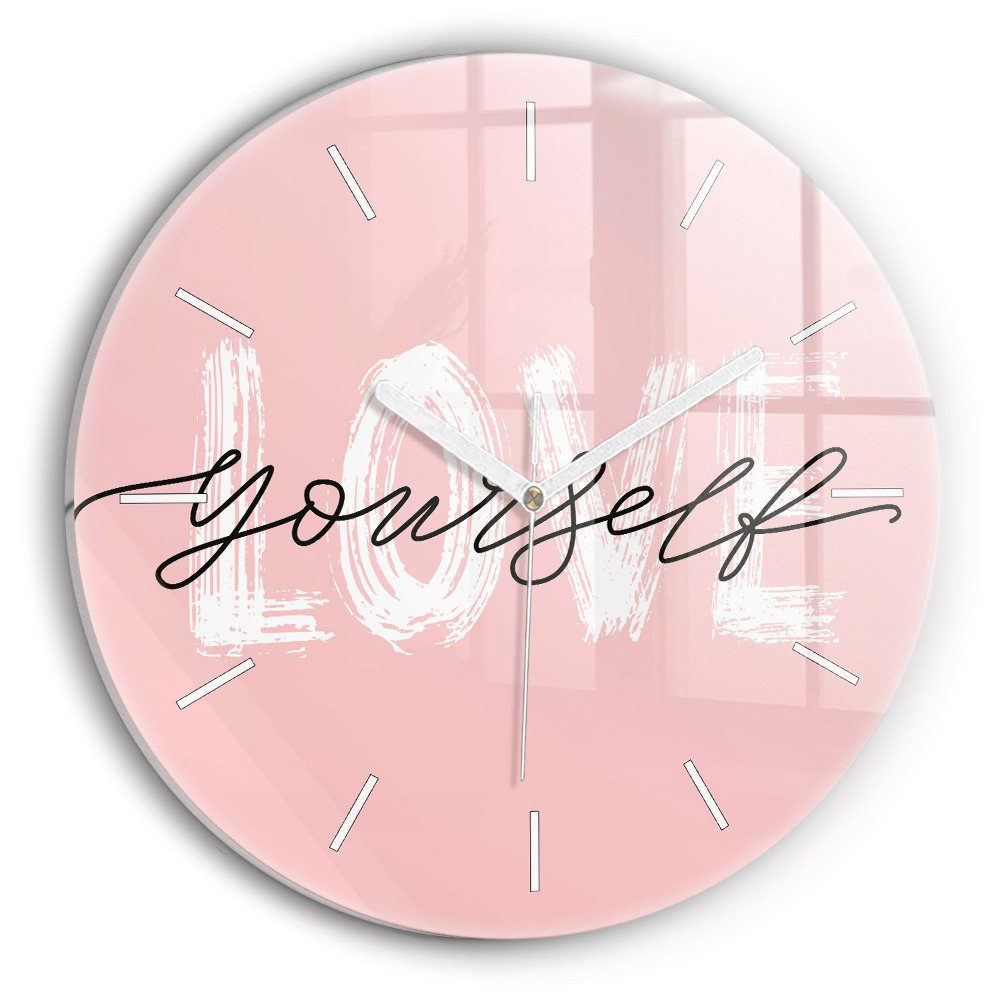 Zegar szklany Napis Love yourself