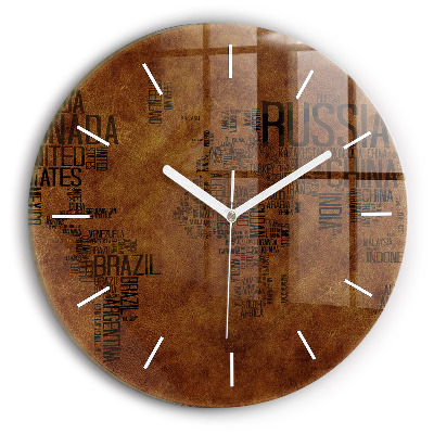 Zegar szklany Mapa i nazwy krajów